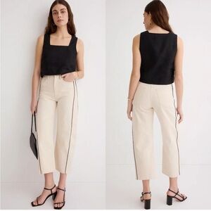 Mother The Half-Piped Ankle Jeans High Rise Curved Leg Act Natural Off-White 28
